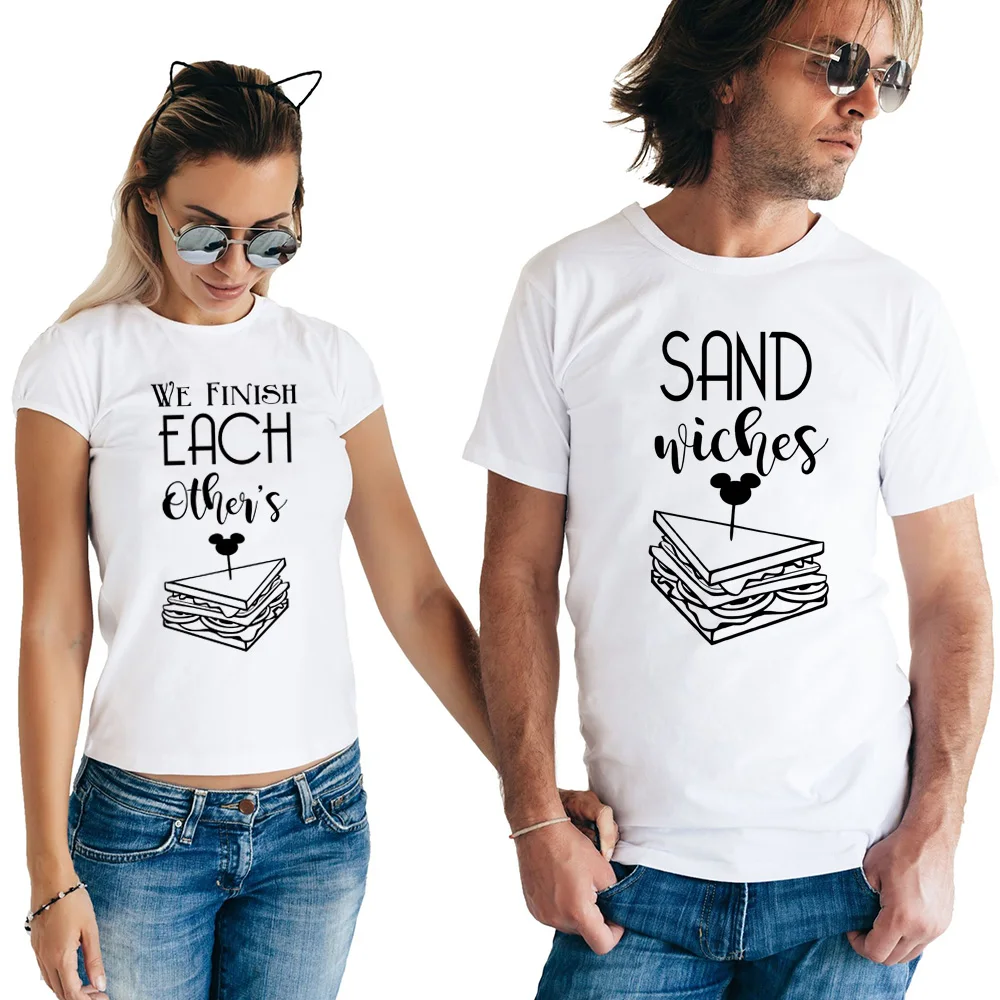 

We Finish Each Other's Sandwiches Love Tops for Lovers Summer Men and Women Valentine's Tops Tees Fahison Couple T Shirt
