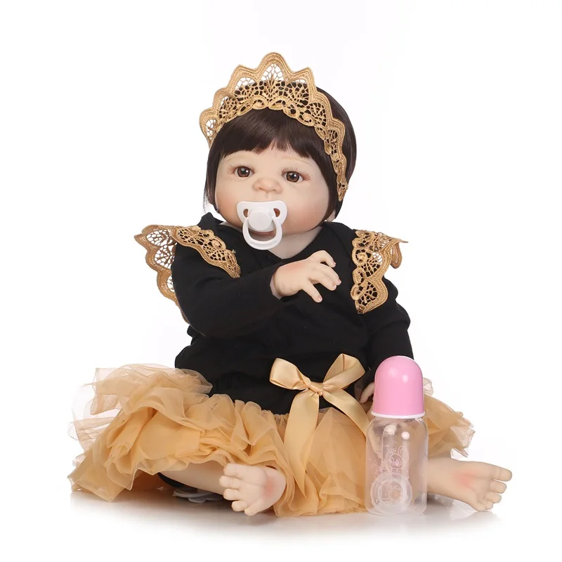 

22inch Handmade Silicone Vinyl Adorable Lifelike Toddler Baby Boy Kid Toys Reborn Doll Accompany Doll Christmas Birthday Gifts