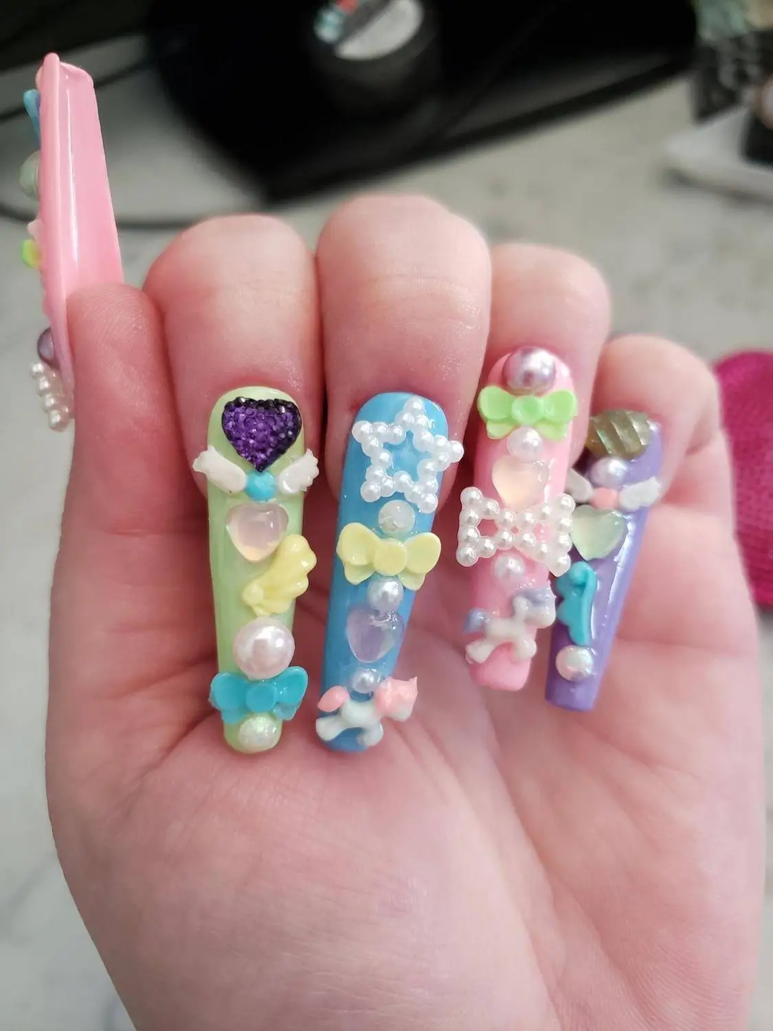 

Nail Stone Heart Shape Crystal Colorful Jelly Rhinestones 3D Nail Art Decor Gems Stones Cat's eye Manicure DIY Nail Beads 100PCS