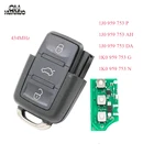 Пульт дистанционного управления для Volkswagen, 433 МГц, 3 кнопки, 1J0959753P1J0959753AH1J0959753DA1K0959753G1K0959753N