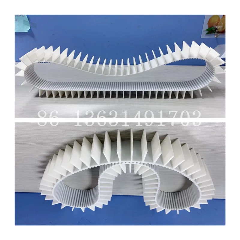 

Arc/Trapezoid Tooth PU Polyurethane Synchronous Belt, White Color With Steel Wire.Timing Belt With Baffle.T10/HTD8M/L/STD5M