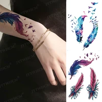 sexy feather tattoo stickers waterproof temporary fake tatoo water transfer tattoos arm butterfly tattoo cover scars for women