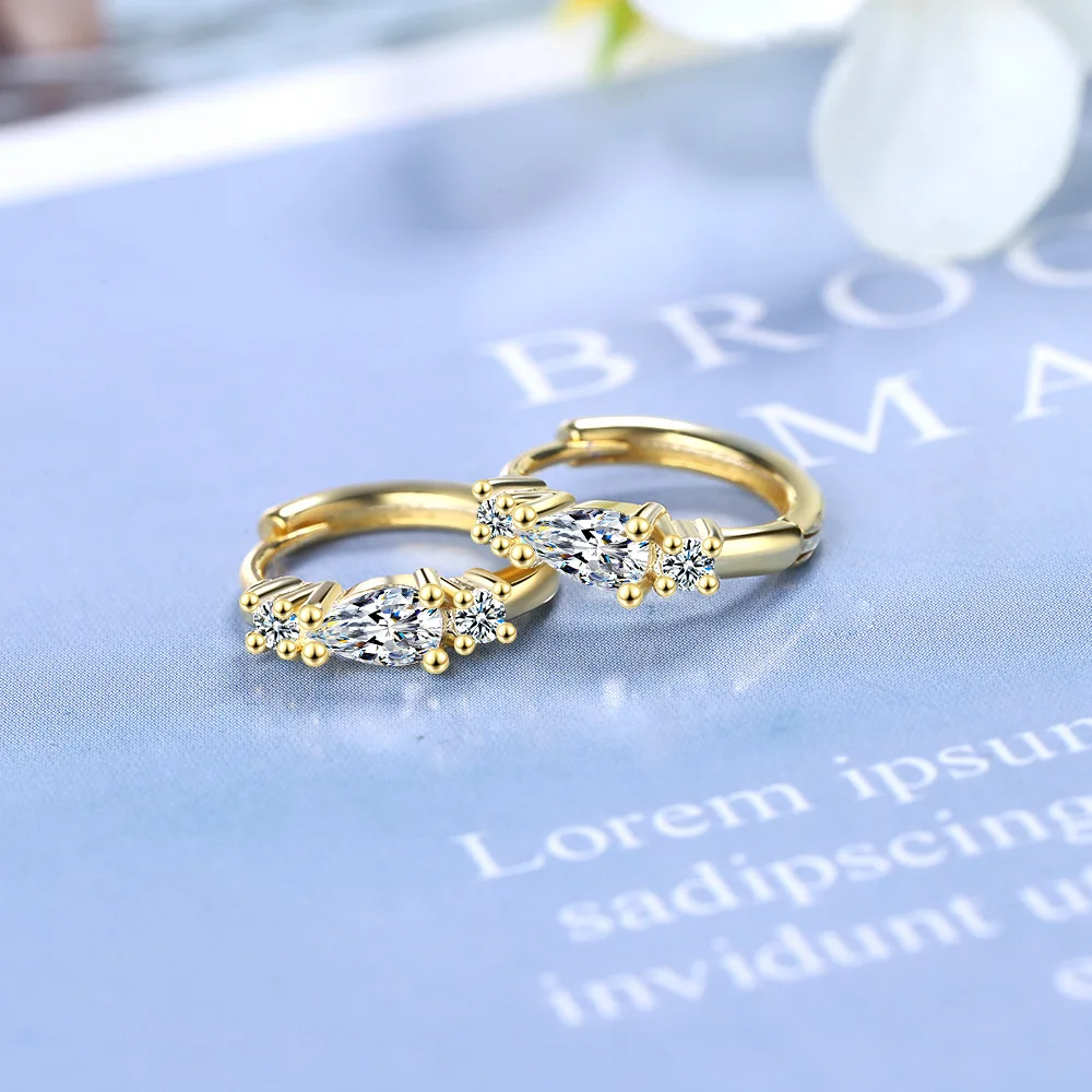 

925 Sterling Silver Simple Crystal Studs Earrings For Women Girls Jewelry Accessories 2021 eh573