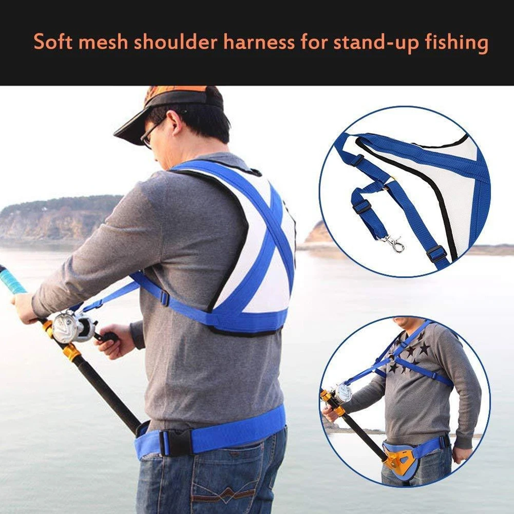 

Fishing Vests Professional Stand Up Offshore Fighting Belt PVC Mesh Jigging Shoulder Back Harness For Sea Fishing Accessories