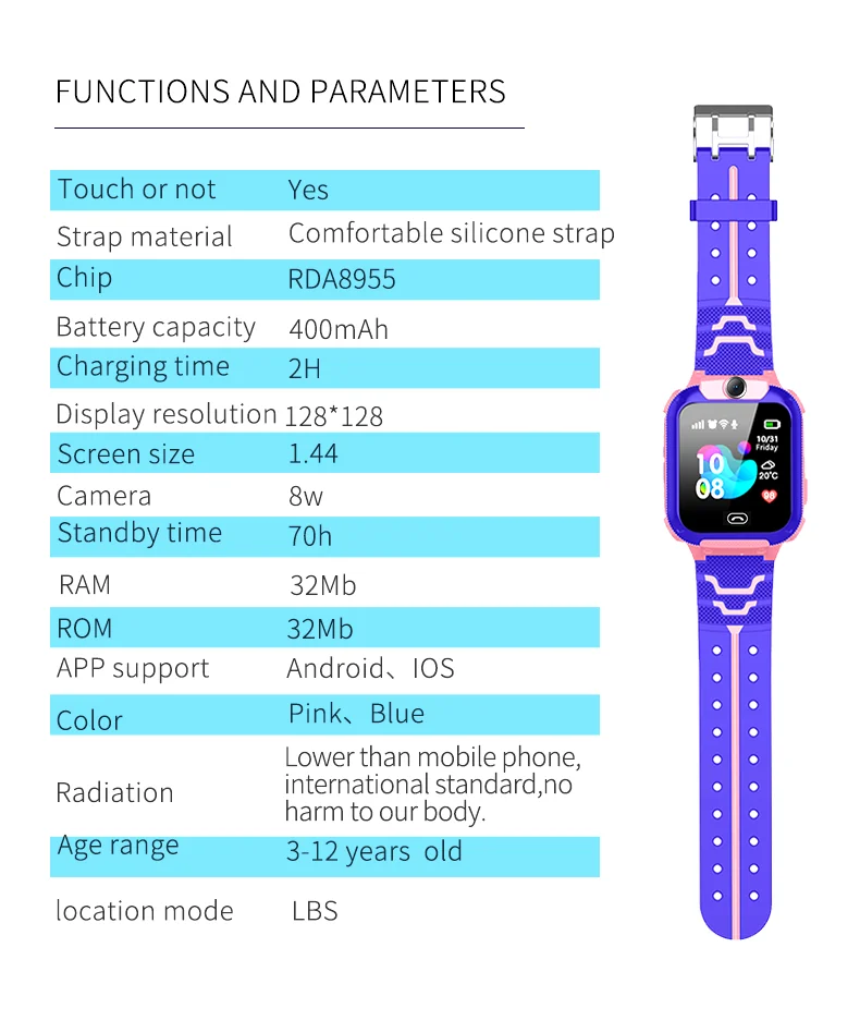 Q12/Q19 Детские умные часы LBS расположение, SOS Вызов удаленный монитор камера Smartwatch для детей лучший подарок
