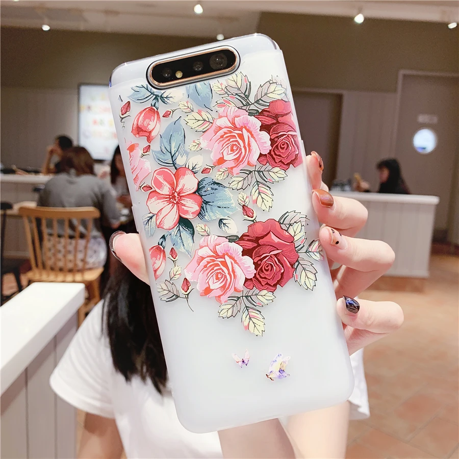 Чехол для телефона из ТПУ с тиснеными цветами и вишнями Samsung Galaxy Note 10 S10 S9 S8 Plus A9 A90