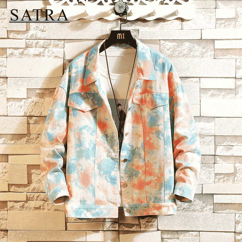 SATRA 2021 Spring New Arrival Classic Cowboy Ripped Jeans Jacket Men, Men's Fashion Trend Casua Looser Denim Jacket coat