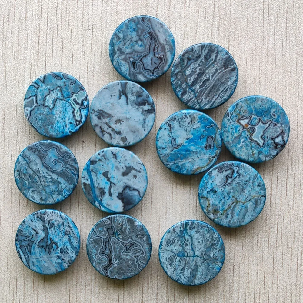 

Wholesale 20pcs/lot 2018 Fashion natural stone blue onyx round cabochon beads 25mm for jewelry Accessories making free shipping