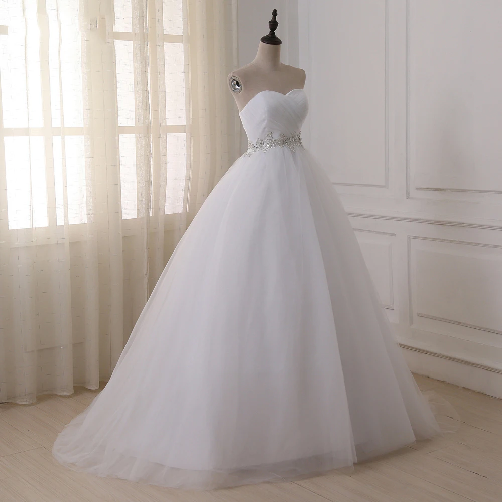 ADLN Stock Ball Gown Wedding Dresses 2017 Sweetheart Sweep Train Lace Applique Corset Bride Gowns Vestidos De Novia|vestidos de novia|gown