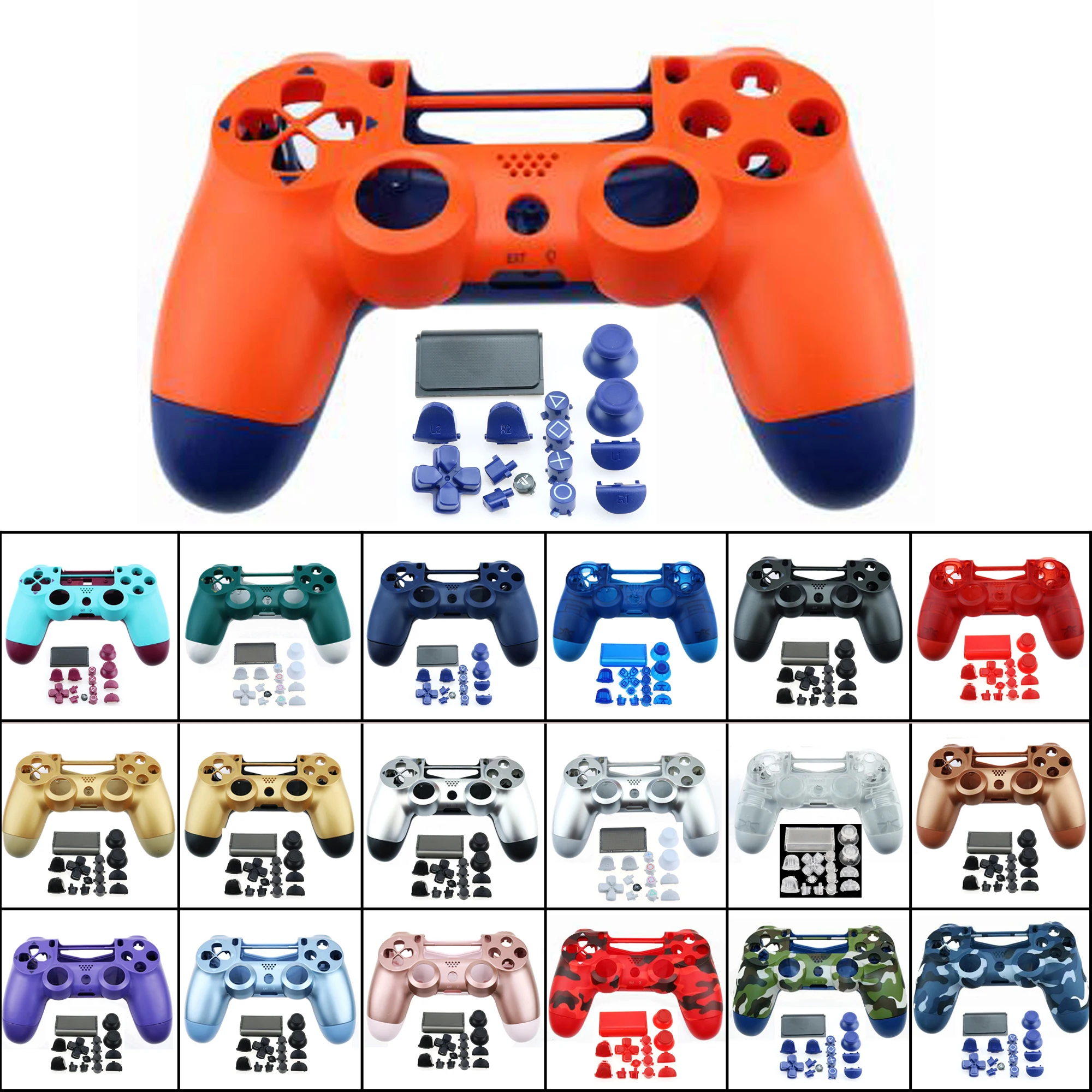 

PS4 Slim PRO Controller Full Set Housing Case Shell For PlayStation 4 Pro JDM 040 JDS 040 Gen 2th V2 Cover Orange Blue Skin Kit