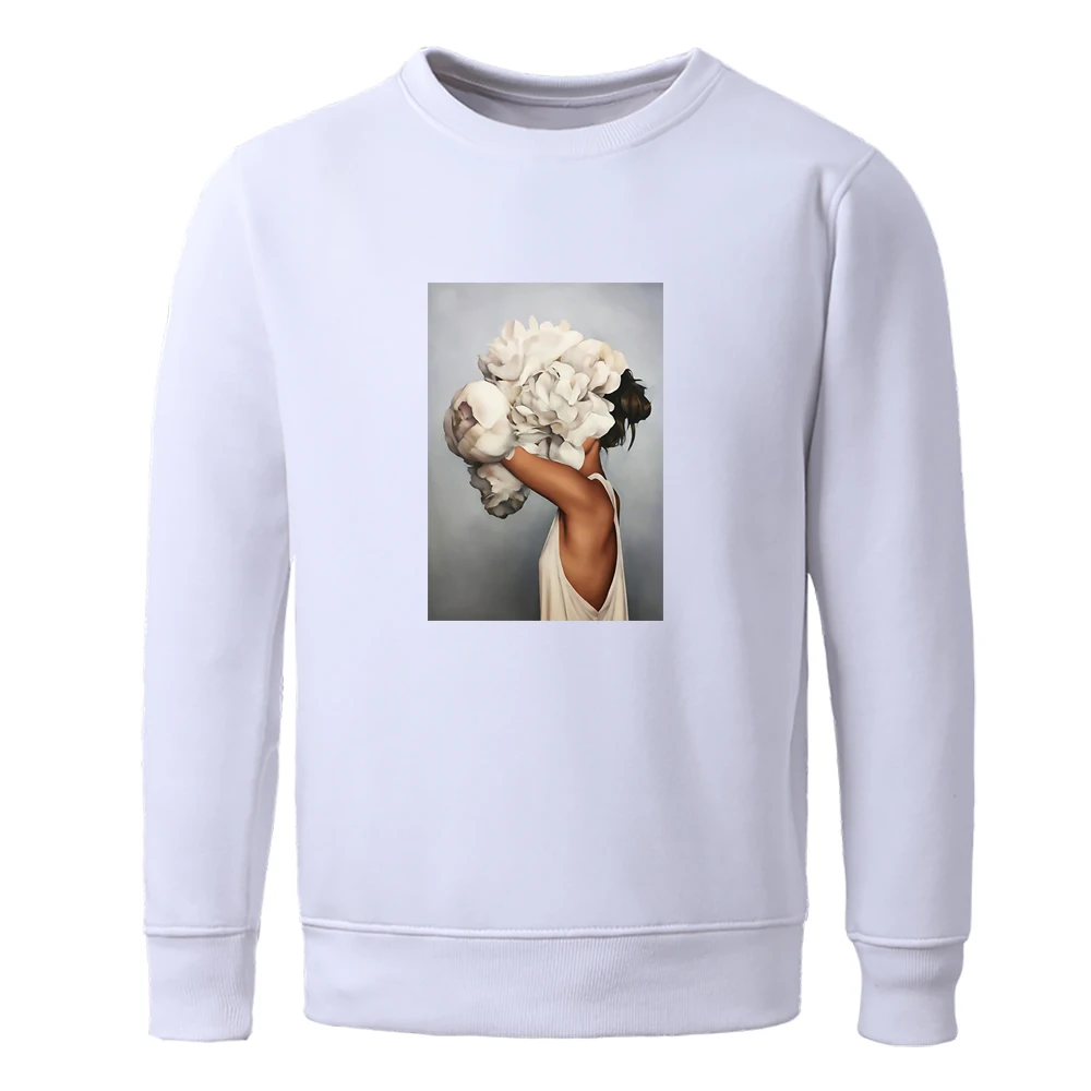 

Pullover Beautiful Cute Flowers Girl Printing Men Sweatshirt Long Sleeve Fashion Sweatshirts Mens Casual Street Hoodies Men's