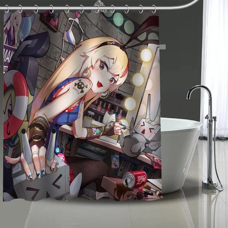 

Hot Sale Anime Custom Waterproof Shower Curtains Kantai Curtain Bathroom Waterproof Polyester Curtains For Bathroom With Hook