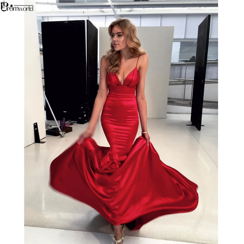 Женское вечернее платье русалка Красное Длинное сексуальное с открытой спиной