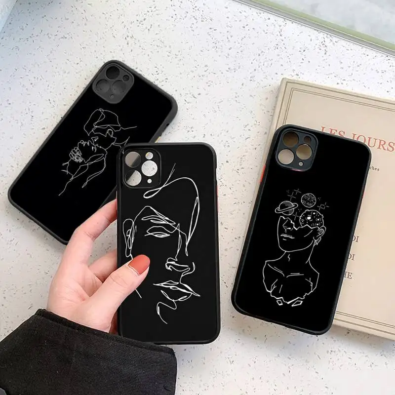 

Simple line love sexy Phone Case Matte Transparent for iPhone 7 8 11 12 s mini pro X XS XR MAX Plus coque