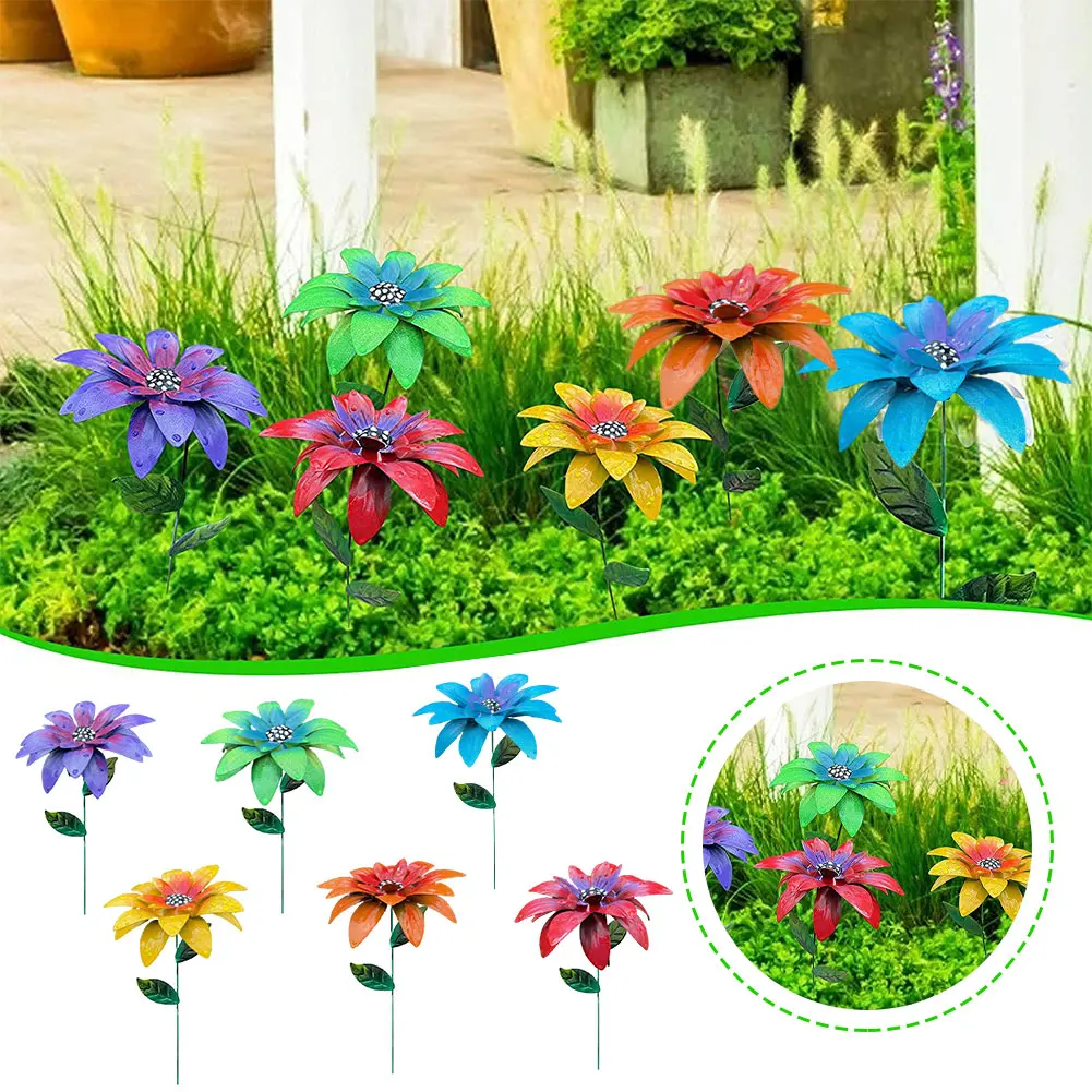 

1PC Metal Daylily Flower Garden Stakes Iron Crafts decor Hand Forged Metal Garden Art Home yard garden patio Decoration