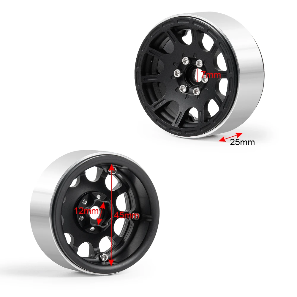 AXSPEED-LLANTAS de rueda Beadlock de Metal de aleaci&oacute;n de 1,9 pulgadas para AXIAL SCX10 D90 CC01 RC Crawler Car, escala 1/10, 1/2/4 piezas-1