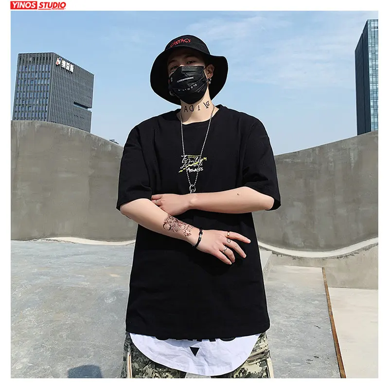 Прямая поставка одноцветные футболки с коротким рукавом мужские оверсайз