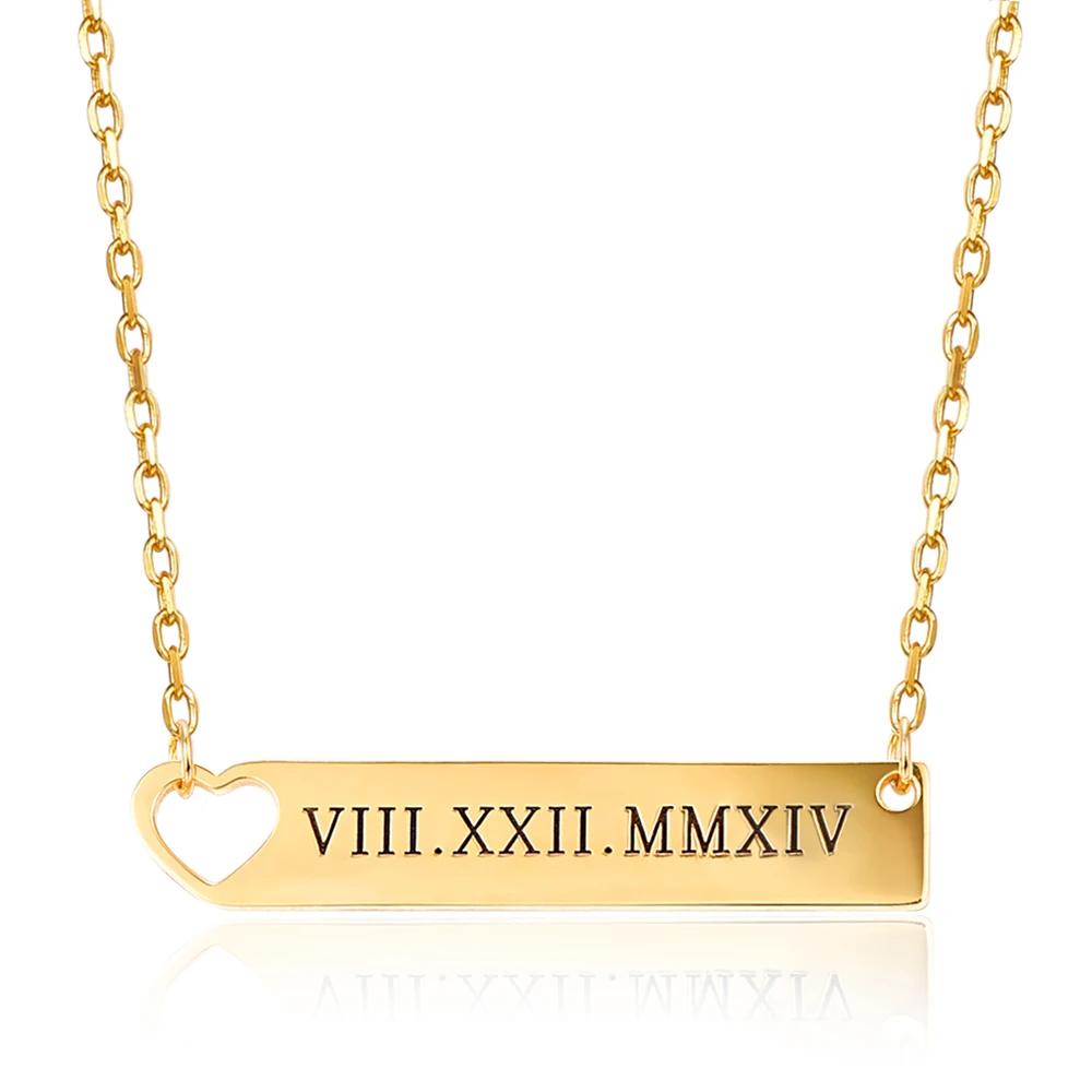 

New Hot Personalized Jewelry Gifts Stainless Steel Engraving Name Rectangle Necklace Customized Nameplate Necklaces