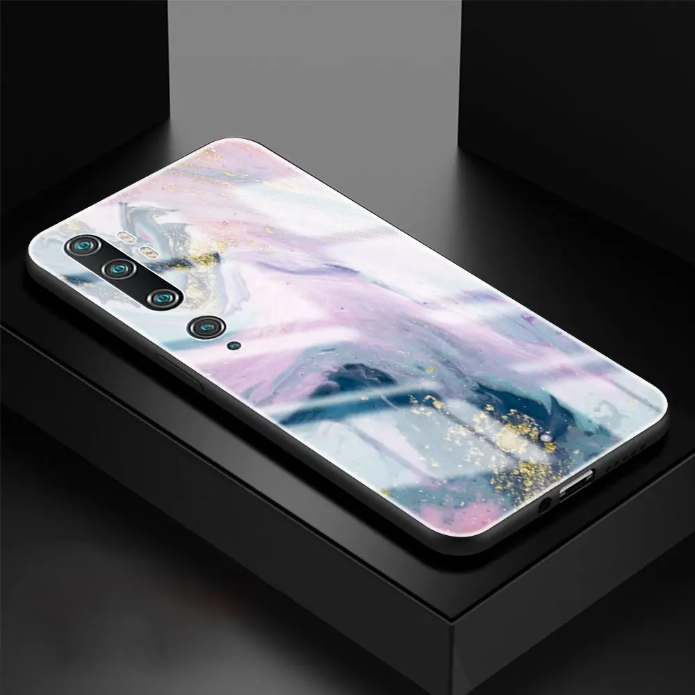 

Colorfull Marble Glass Phone Case for Xiaomi MI Poco X3 NFC 9T Pro CC9 CC9E 10T Lite Fundas for Note 10 Pro Cover Back Coque Bag