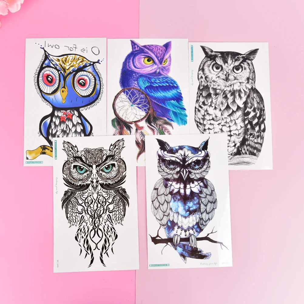 Водостойкая Ручная СОВА вспышка тату рукав большой женский временный боди арт