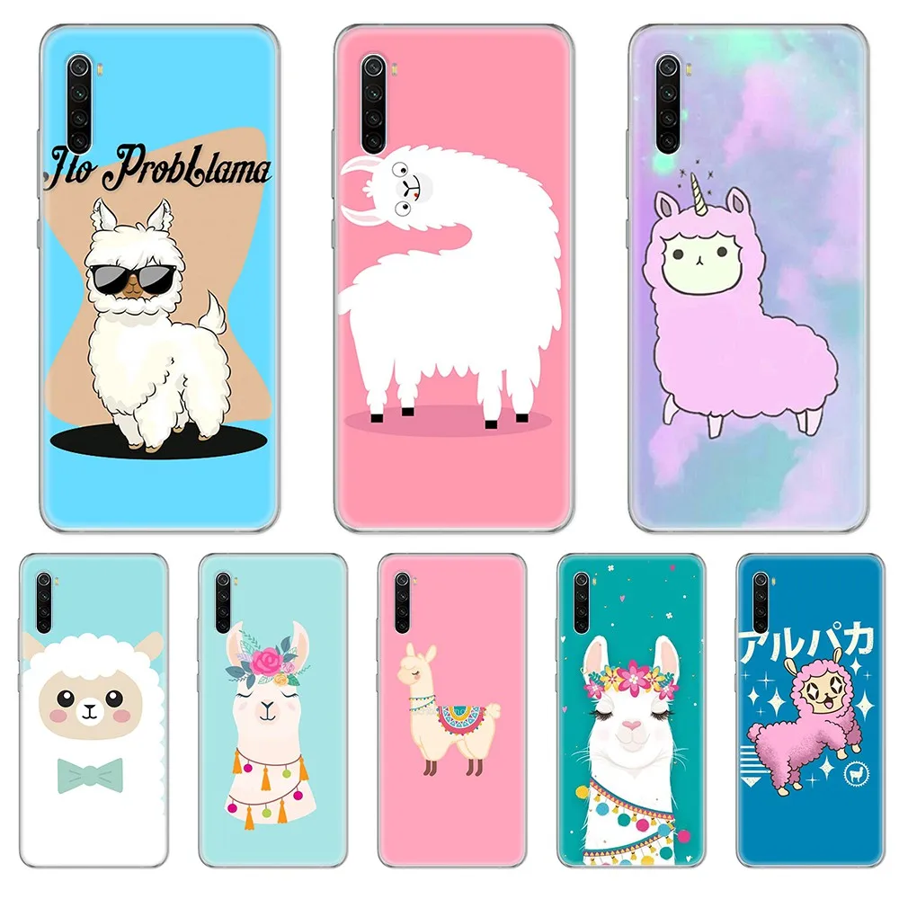 Милый мультяшный кавайный Модный чехол с альпакой Etui прозрачный для телефона XIAOMI