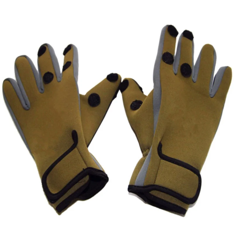 1Pair/Lot Sport Leather Fishing Gloves Men 3 Half-Finger Breathable Anti-Slip Glove Fishing Equipment