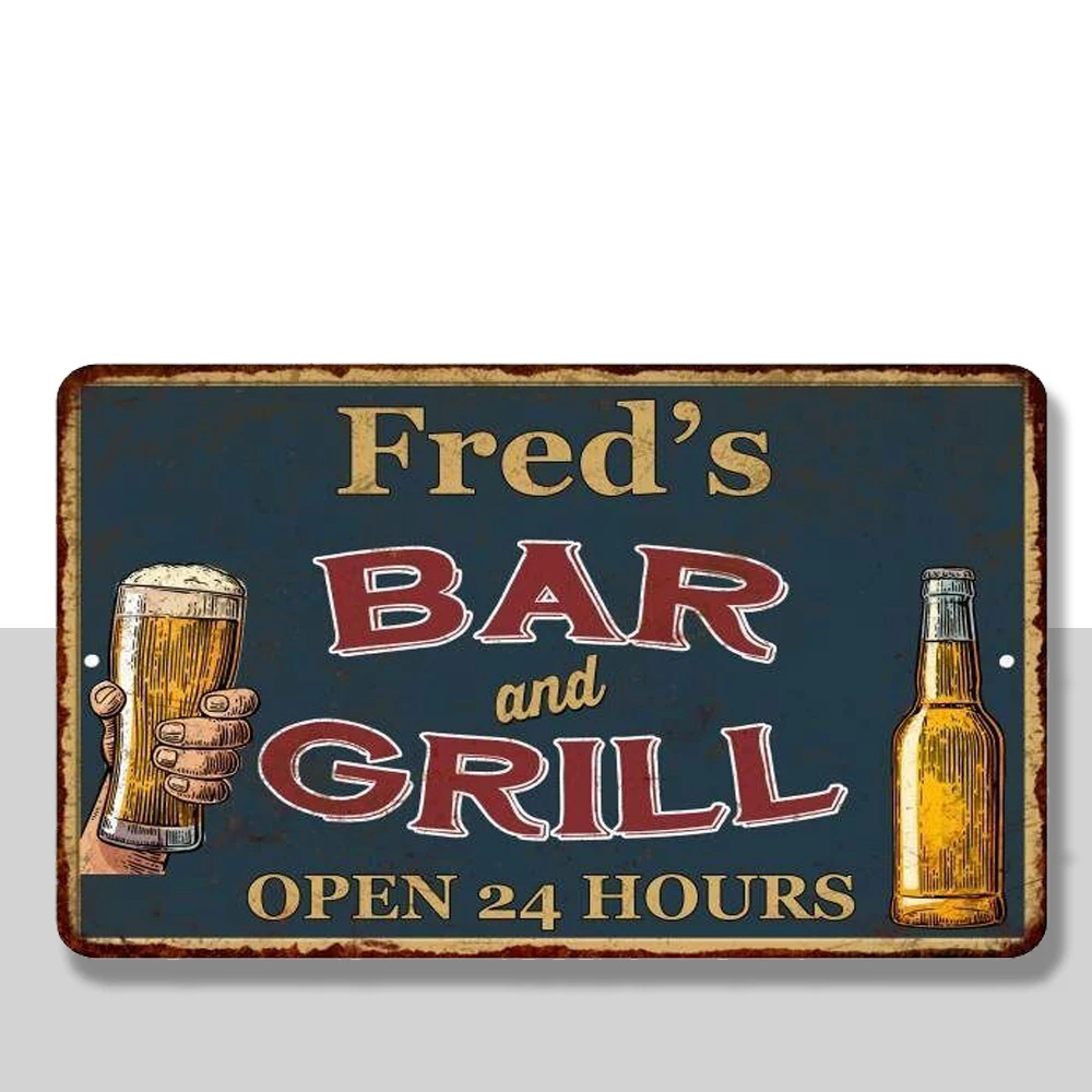 

Fred's Green Bar and Grill Personalized Metal Sign Wall Decor