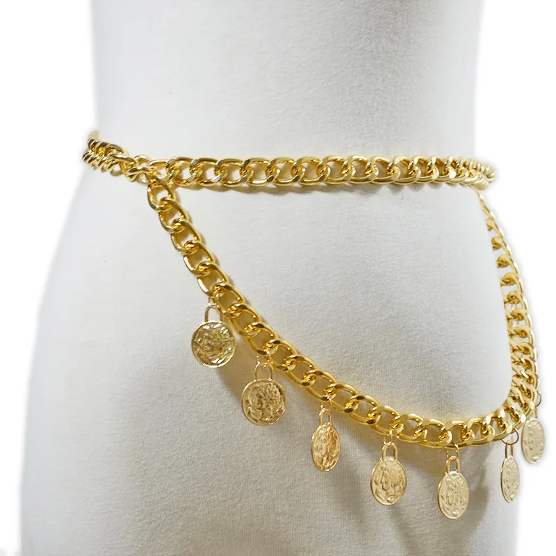 Женский пояс с золотыми монетами металлические поясные цепные ремни для платьев