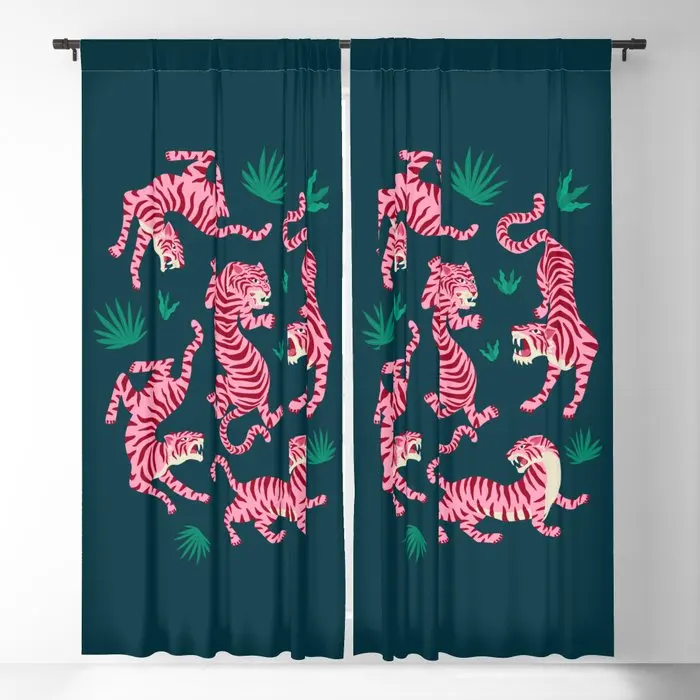 Night Race: Pink Tiger Edition Blackout Curtains 3D Print Window Curtains For Bedroom Living Room Decor Window Treatments