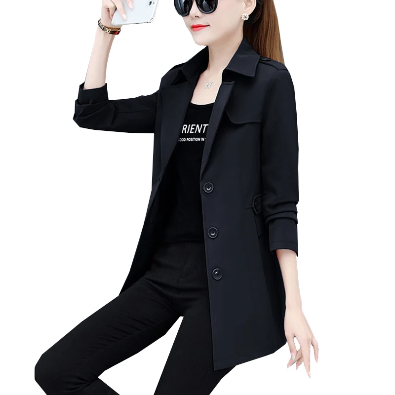 

Oversize New Trench Coat Overcoat Female Spring Autumn 2021 Women Windbreaker Coats Double-Breasted Elegant black Coat Outerwear