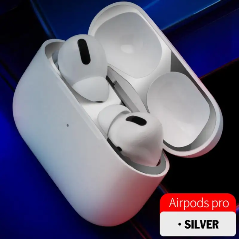 Чехол для Airpods PRO металлическое покрытие Пылезащитная Внутренняя крышка патч металлический пылезащитный стикер аксессуары - Цвет: Silver
