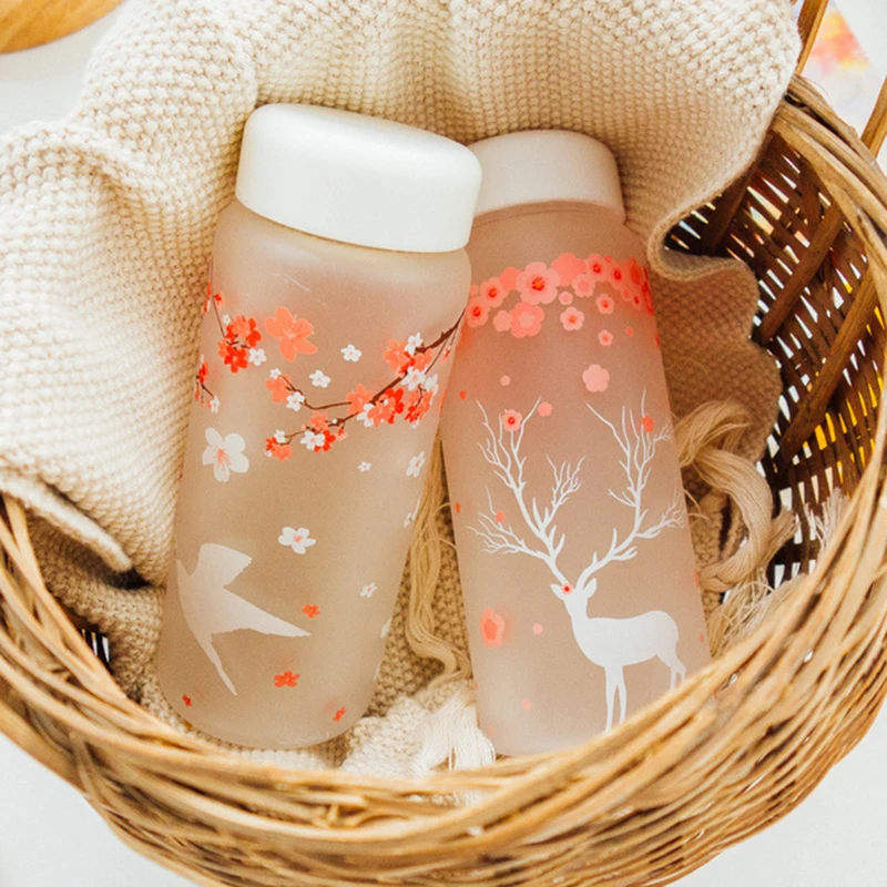 Креативная симпатичная матовая стеклянная бутылка для воды Модные Портативные