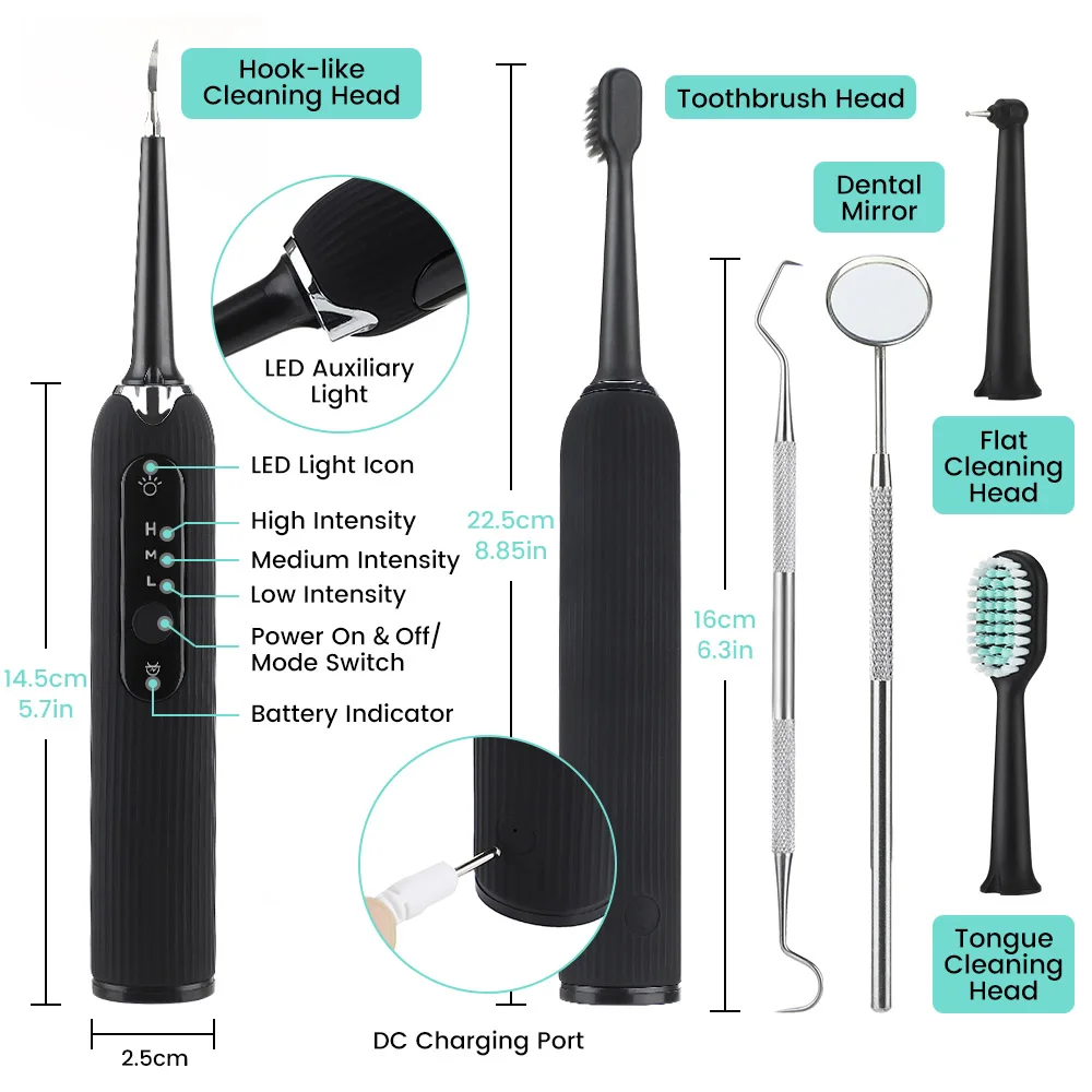 Ultrasonic Calculus Remover Electric Tartar Whitening USB Rechargeable Tooth Cleaner Oral Hygiene Tool | Бытовая техника
