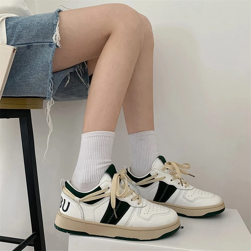 

2021 Leather Women Sneakers Shoes Casual White Woman Vulcanize Shoes Flat Comfort Breathable Walking Shoes Ladies Spring Autumn