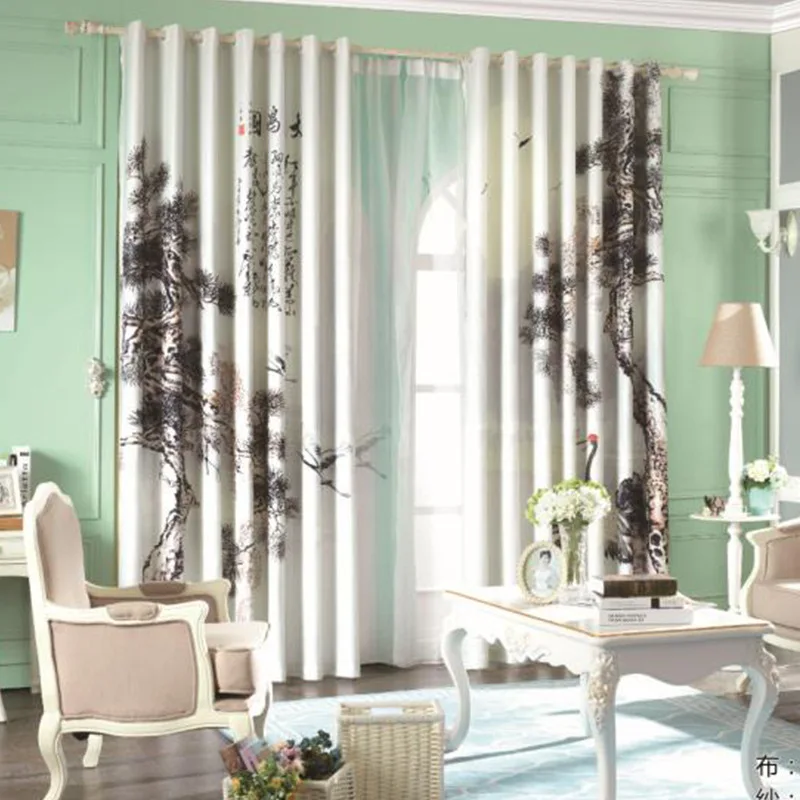 Китайский ветер ткань занавеска окно пряжа бархат пеньковая затенение цифровая