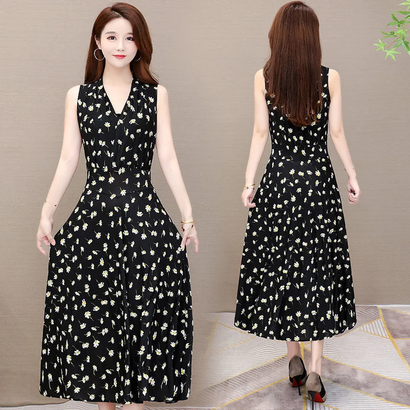 Женское летнее платье с принтом винтажный пляжный сарафан v-образным вырезом без