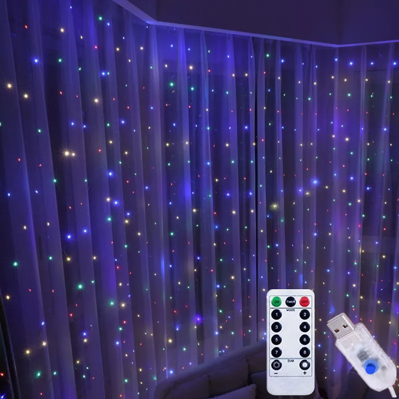 

New Year Led Curtain String Lights Christmas Decorations for Home Decor New Year Fairy Garland Navidad 2021 Christmas Ornaments