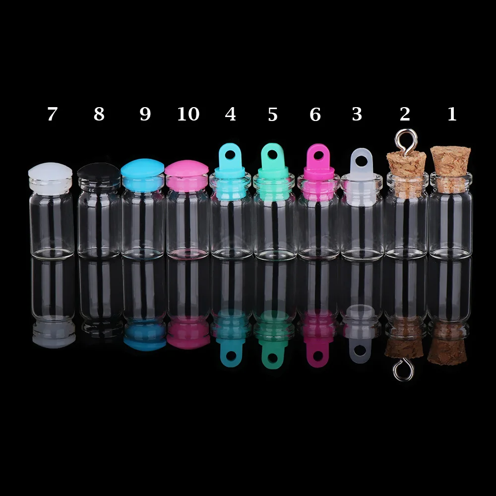 5/10Pcs Mini Drift Bottle Glass Jars Decoration Cork Stopper DIY Containers Rainbow Wishing Bottle Cute Message Vials Ornaments images - 6