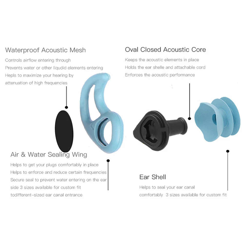 

1 Pair Ear Plugs Swimming Silicone Waterproof Diving Water Sports Ear Buds