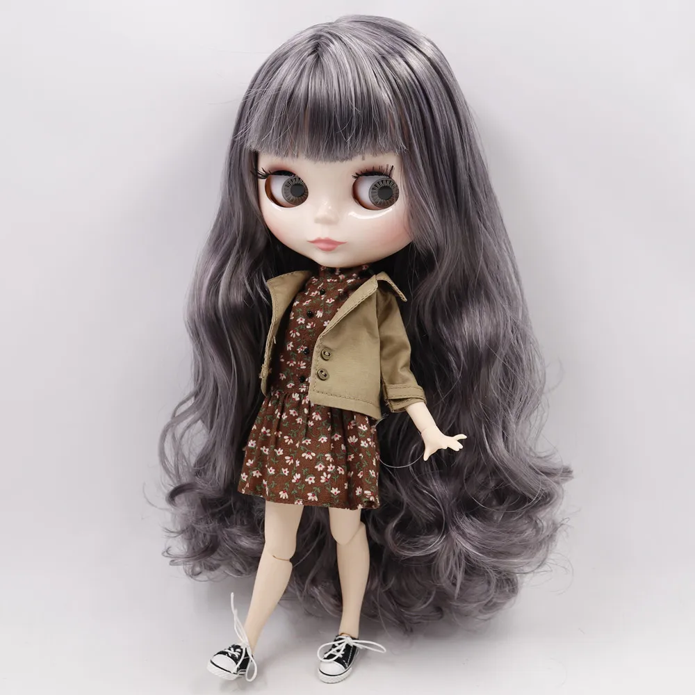 Кукла ICY DBS Blyth серия No.9016/1049 серая смесь фиолетовых волос с челкой белая кожа 1/6