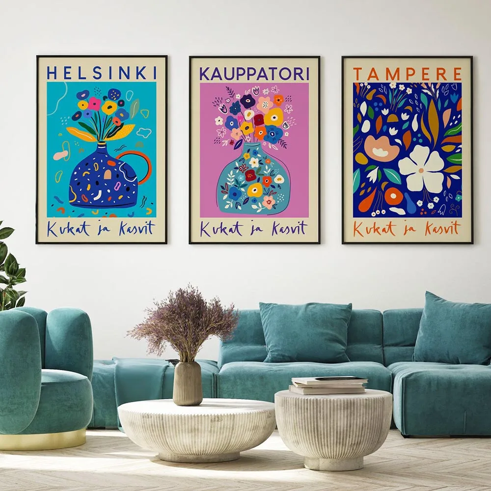 

Boho Colorful Flower Market Poster Natural Plant Art Print Abstract Canvas Painting Nordic Wall Picture Living Room Home Decor