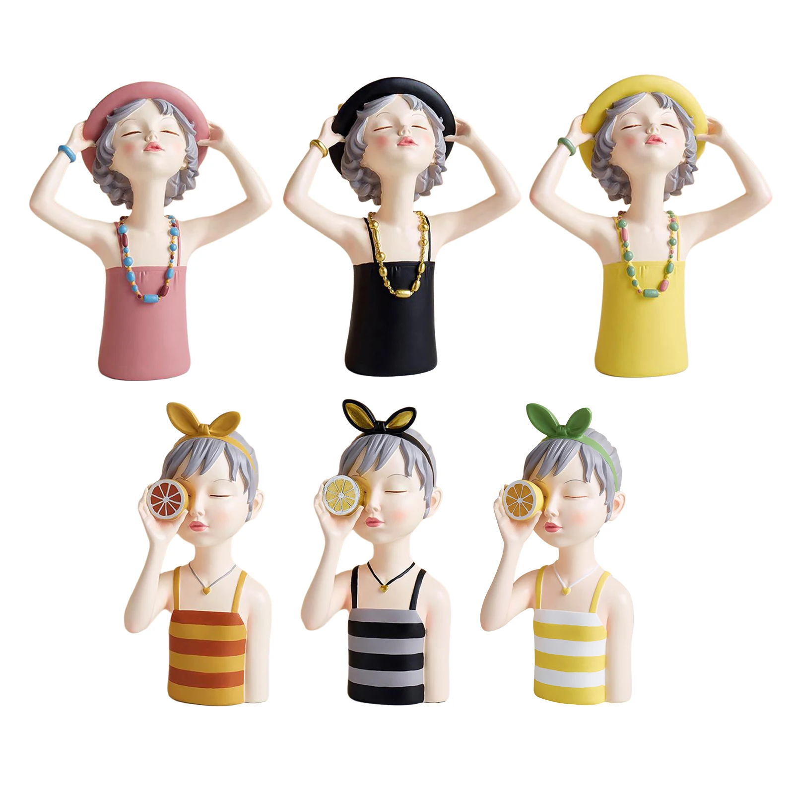 

Resin Summer Girl Sculpture Fashion INS Crafts Statue Desk Decor Gifts