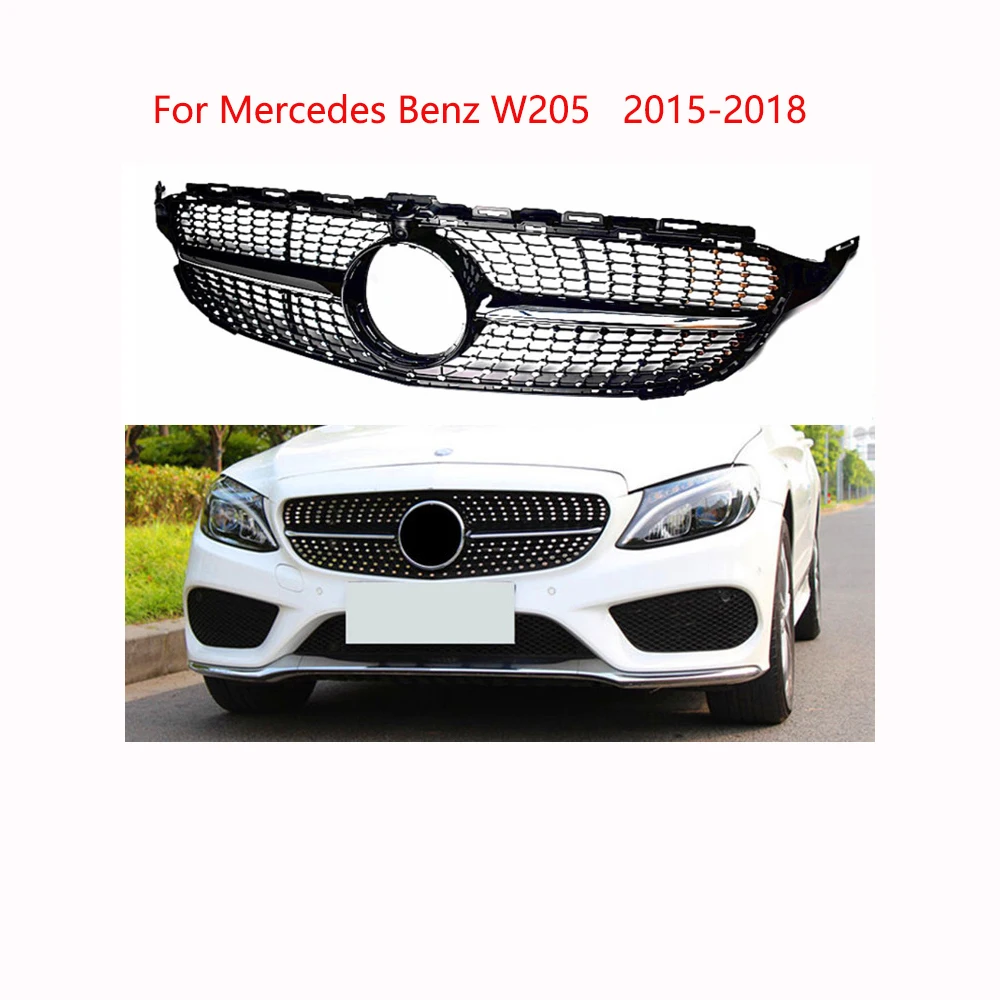 

Алмазная Передняя решетка для Mercedes W205, подходит для 2015-2018 C класса C180 C200 C300 Sport, передняя решетка ABS не подходит для C63 C63s