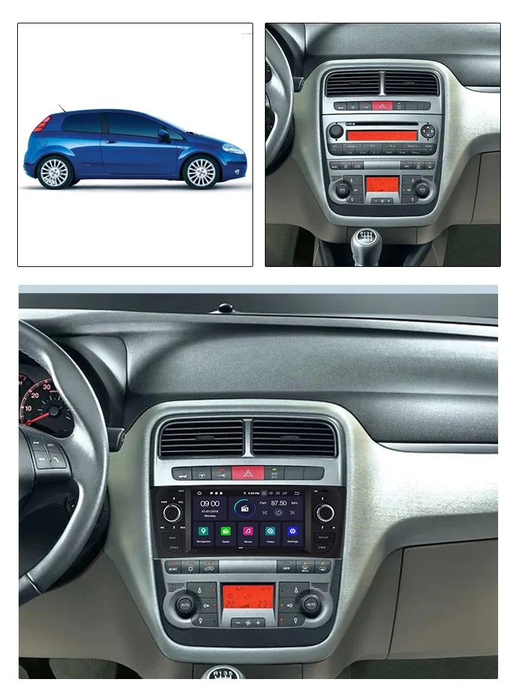 MEKEDE PX5 6,1 дюймов HD цифровой автомобильный стерео gps Android 9,0 для Fiat Grande Punto 199/310 2005-2009 Linea 323 2007-2011 YHTPD3L