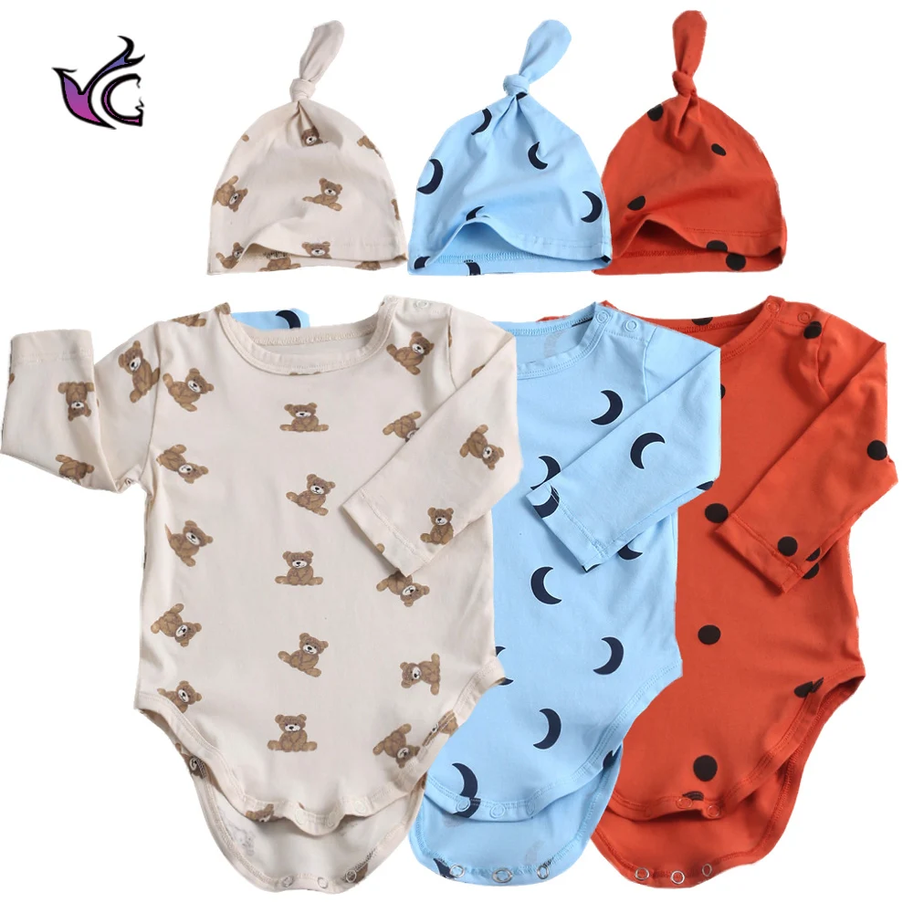 Yg, 0-2 Years Old Bodysuit Beautiful Baby Girl Clothes 2022 New Long-sleeved Baby Boy Clothes Bear Print Baby Graphic Jumpsuit