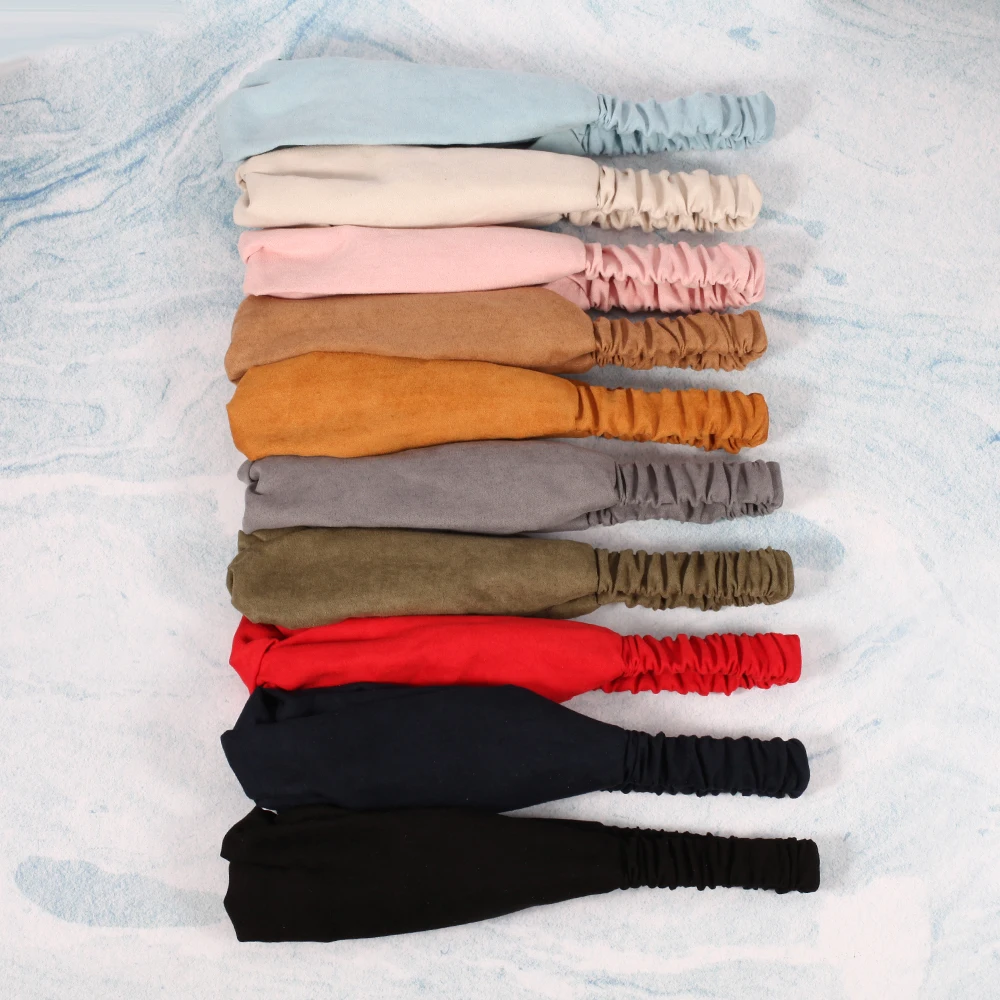 

Fashion Women Solid Hair Bands Elastic Headbands Vintage Cross Turban Bandanas Hair Accessories