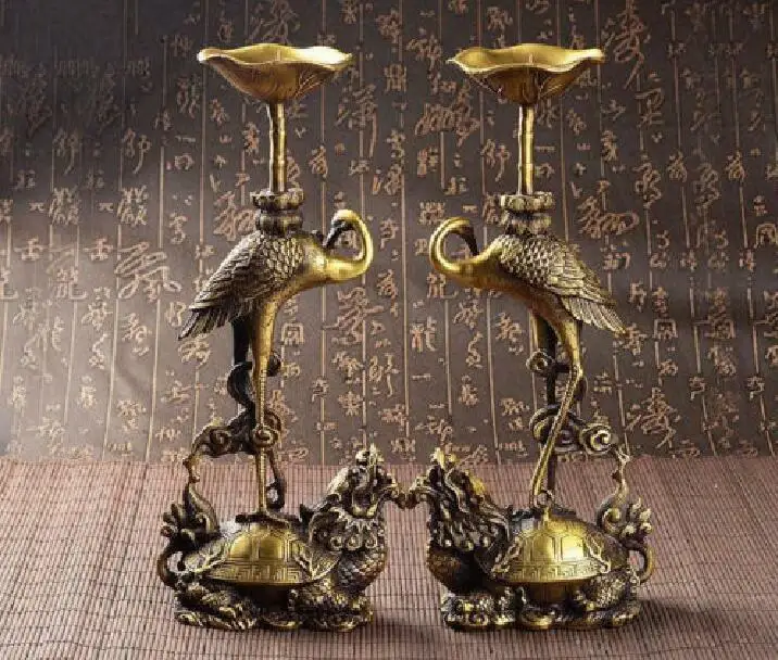 Античная китайская латунь ручная работа дракон черепаха красный коронованный