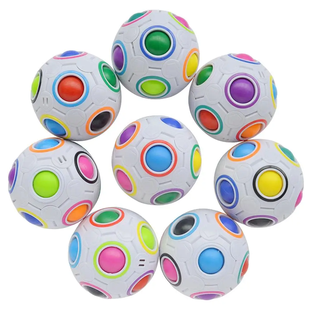 Mini Arco Iris m&aacute;gico creativo, pelota de f&uacute;tbol, rompecabezas educativo, Juguetes Divertidos de aprendizaje, esponja el&aacute;stica interna, soporte, 7x7x7cm-5
