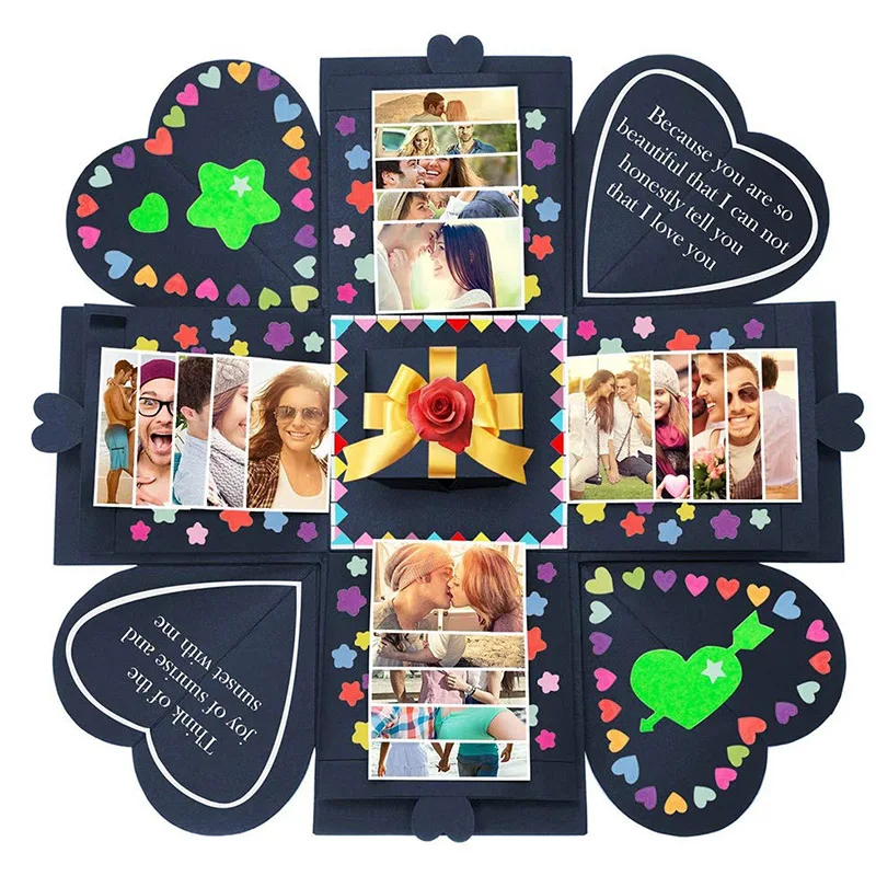 DIY Explosion Box Gift Handmade Memory Scrapbook Photo Album Surprise Love Paper Package Wedding Anniversary Birthday Gifts | Дом и сад