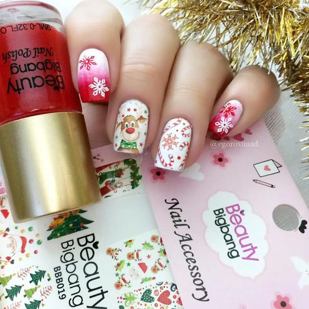 BeautyBigBang круглые пластины для стемпинга ногтей Рождественская снежинка подарок